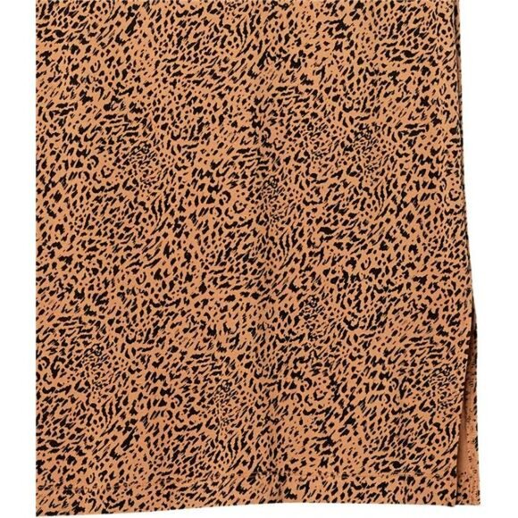 Womens Pull On Midi Skirt Stretch Jersey Knit Elastic Waist Side Slit Skirt - Picture 5 of 7